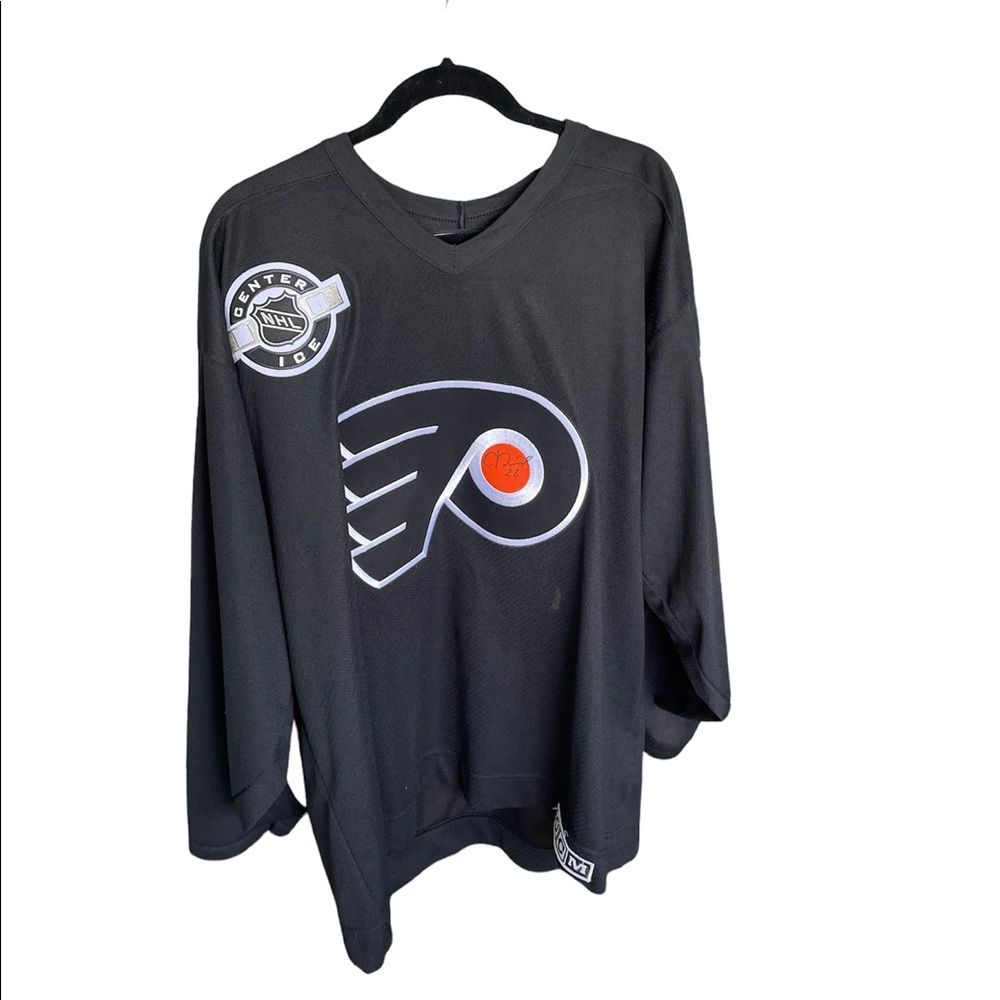 Vintage 90s CCM Philadelphia Flyers Black Center Ice Jersey Size XL Autographed